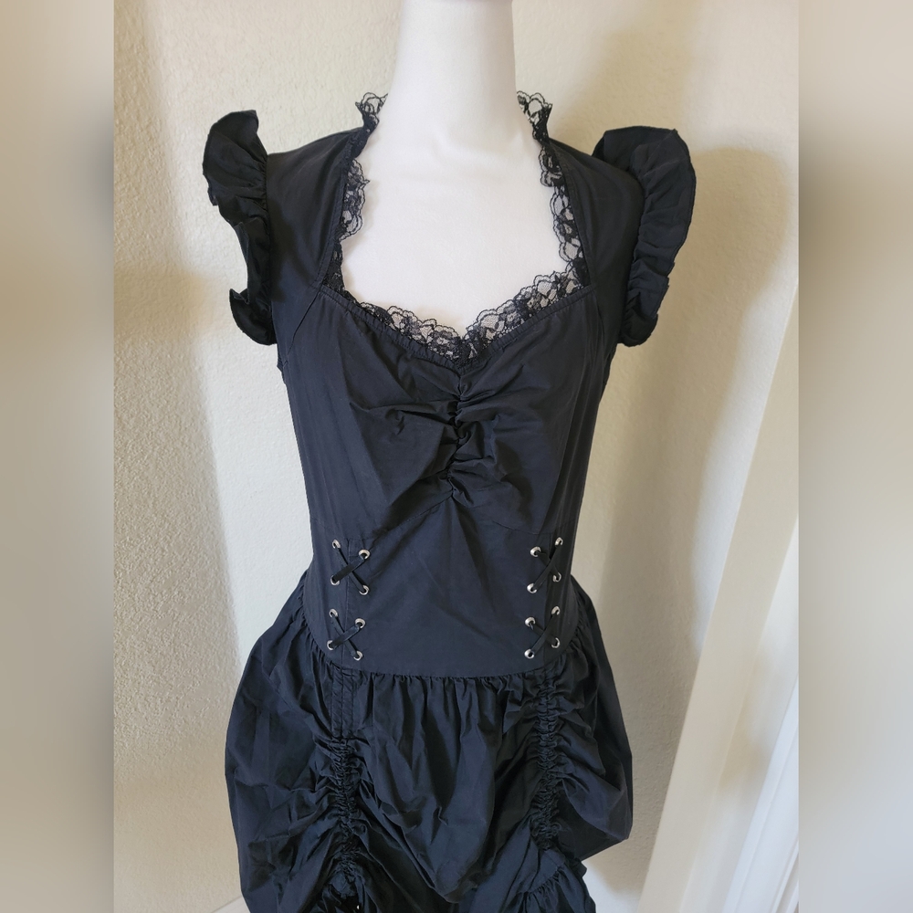 Victorian Valentine Steampunk Gothic Renaissance Women's Laced Top Dress, Size L - Picture 5 of 10